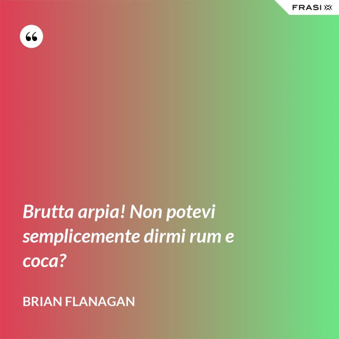 Brutta arpia! Non potevi semplicemente dirmi rum e coca? - Brian Flanagan