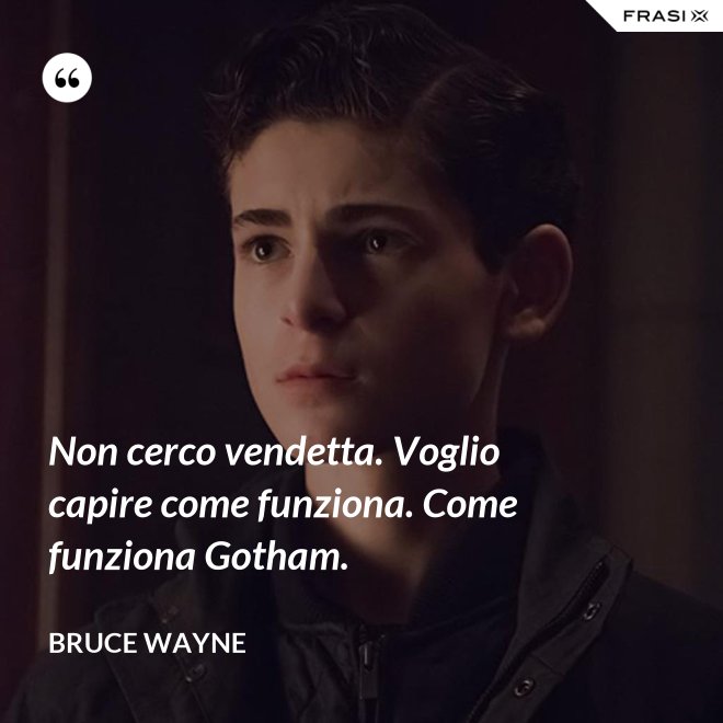 Non cerco vendetta. Voglio capire come funziona. Come funziona Gotham. - Bruce Wayne