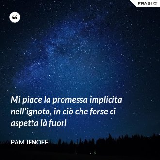 Mi piace la promessa implicita nell'ignoto, in ciò che forse ci aspetta là fuori - Pam Jenoff