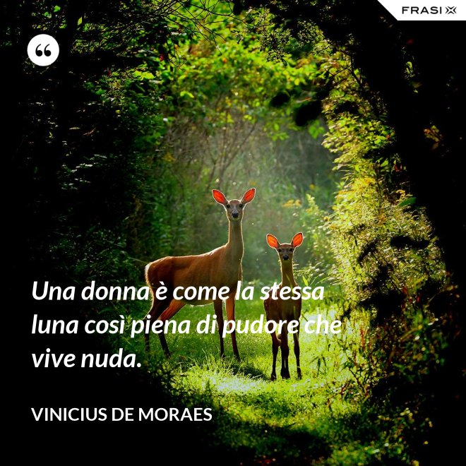 Una donna è come la stessa luna così piena di pudore che vive nuda. - Vinicius de Moraes