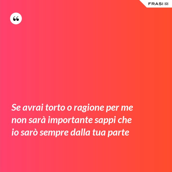 Se avrai torto o ragione per me non sarà importante sappi che io sarò sempre dalla tua parte - Anonimo