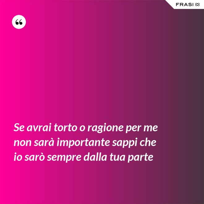 Se avrai torto o ragione per me non sarà importante sappi che io sarò sempre dalla tua parte - Anonimo