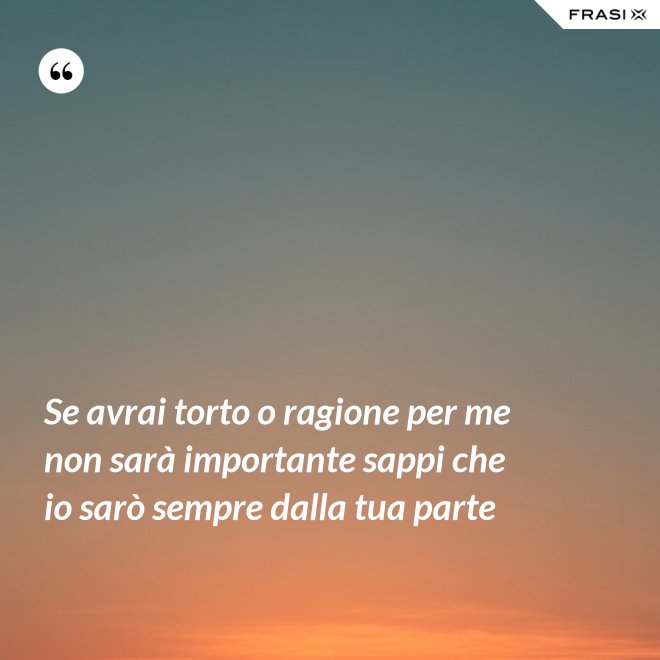 Se avrai torto o ragione per me non sarà importante sappi che io sarò sempre dalla tua parte - Anonimo