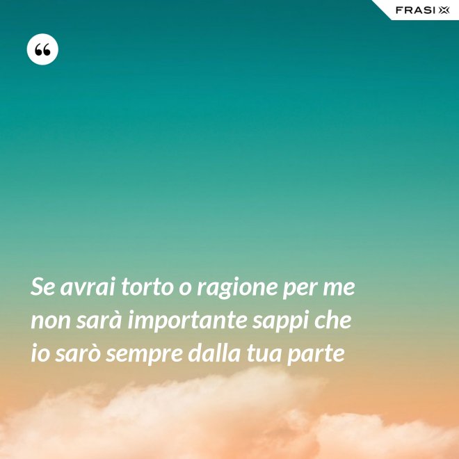 Se avrai torto o ragione per me non sarà importante sappi che io sarò sempre dalla tua parte - Anonimo