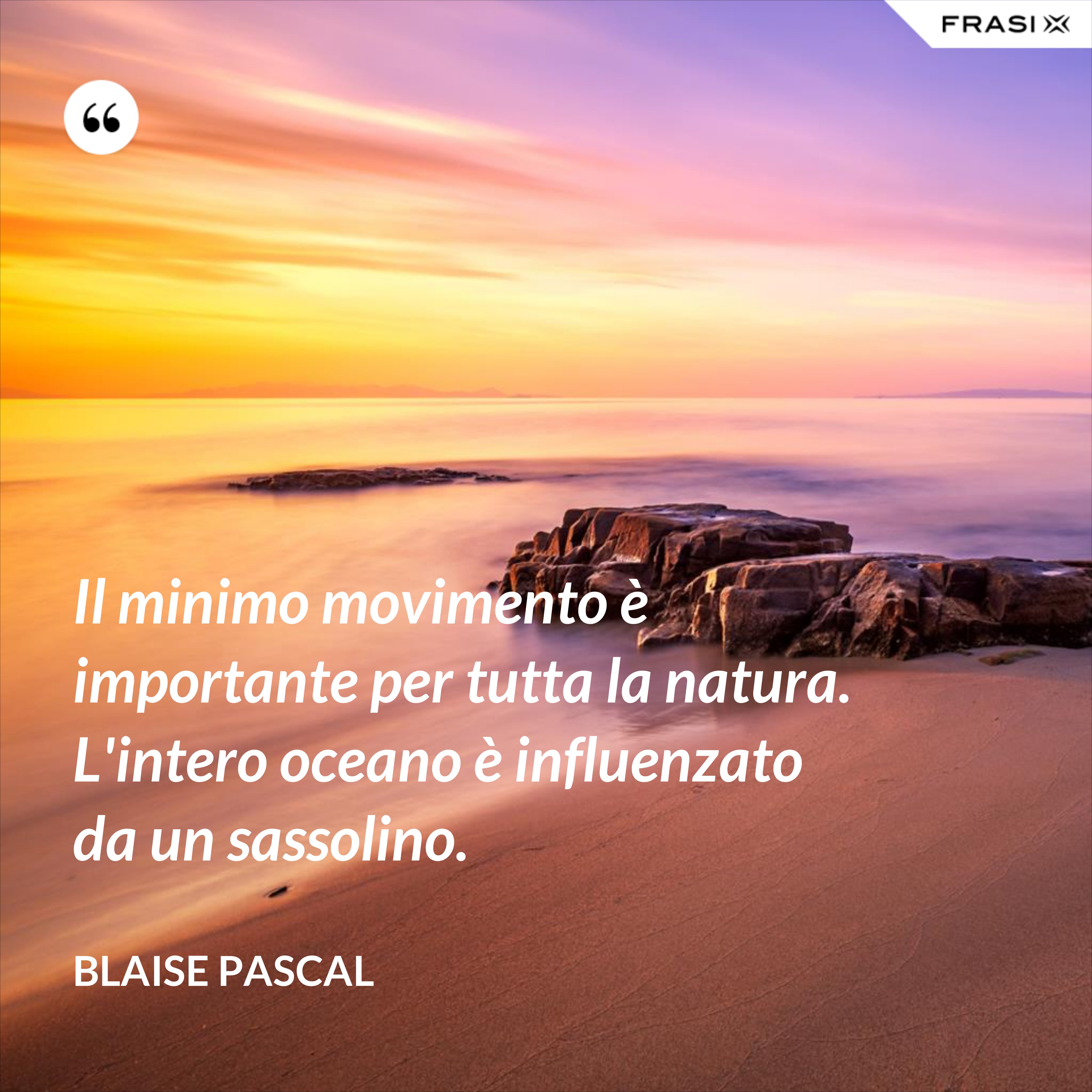 Il minimo movimento è importante per tutta la natura. L'intero oceano è influenzato da un sassolino. - Blaise Pascal
