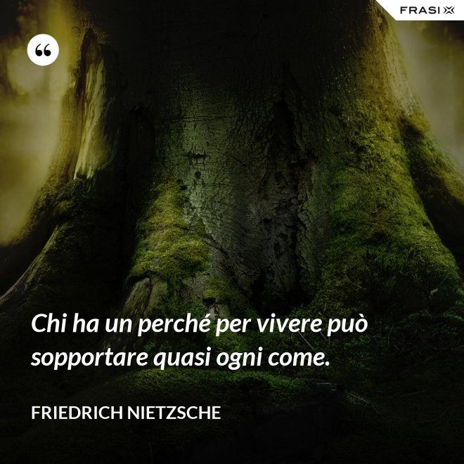 Chi ha un perché per vivere può sopportare quasi ogni come. - Friedrich Nietzsche