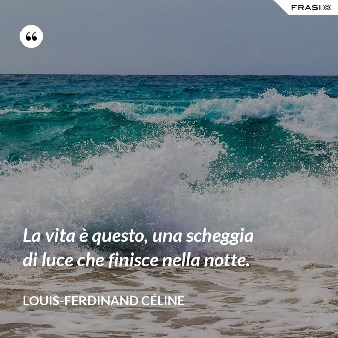 La vita è questo, una scheggia di luce che finisce nella notte. - Louis-Ferdinand Céline