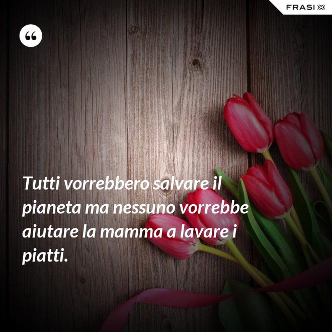 Tutti vorrebbero salvare il pianeta ma nessuno vorrebbe aiutare la mamma a lavare i piatti. - Anonimo