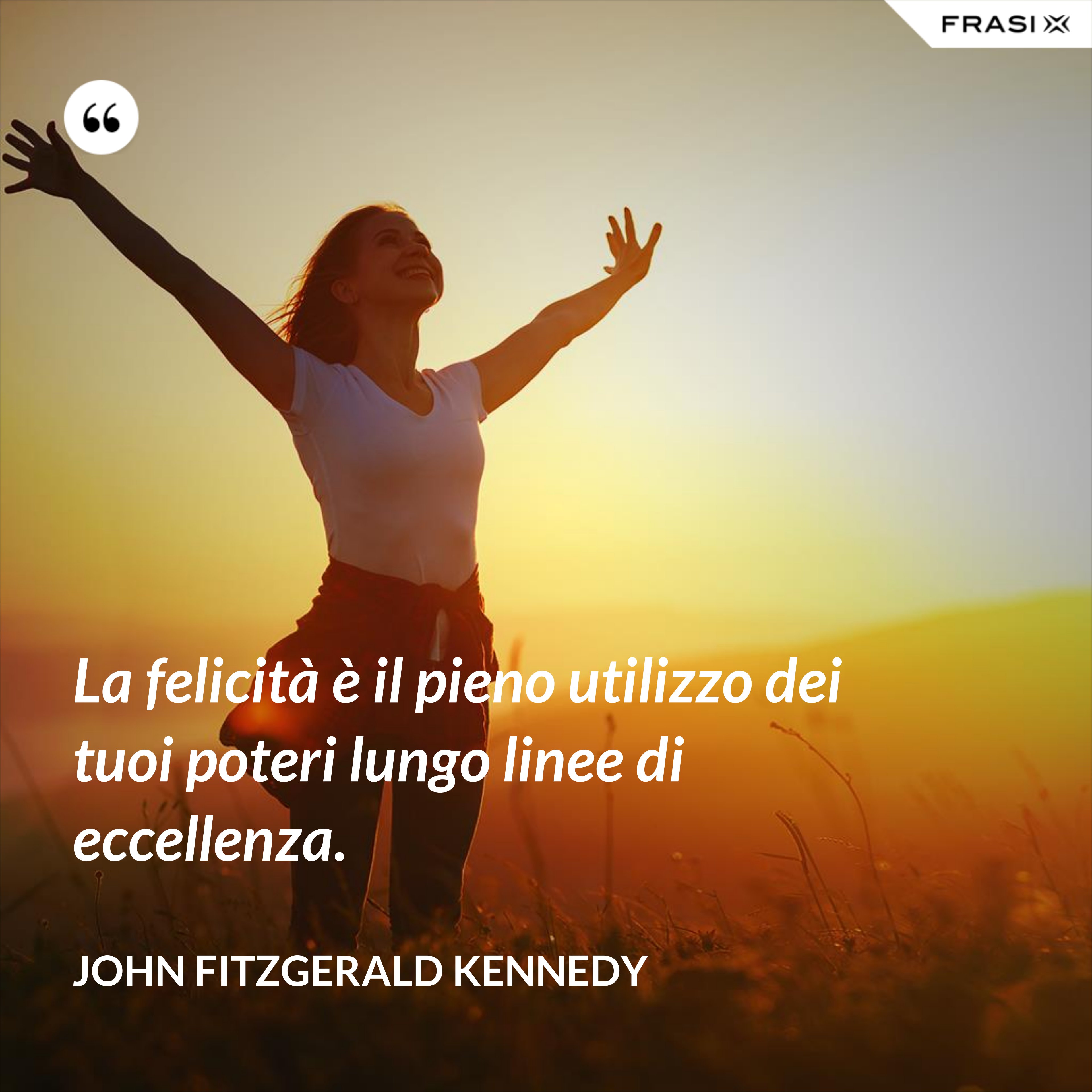 La felicità è il pieno utilizzo dei tuoi poteri lungo linee di eccellenza. - John Fitzgerald Kennedy