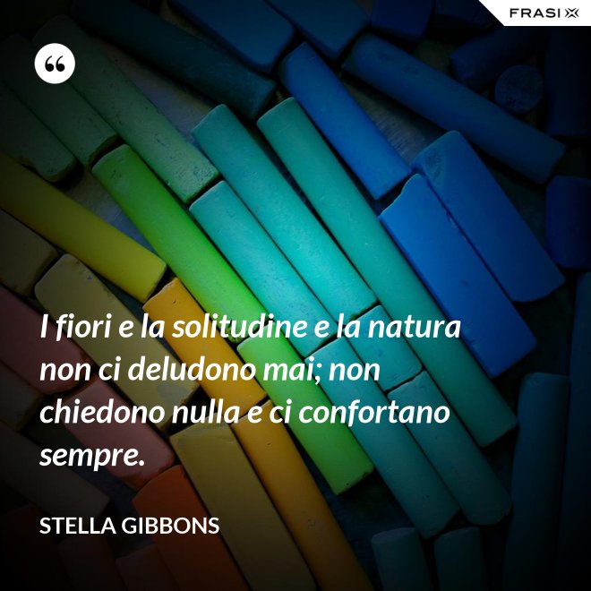 I fiori e la solitudine e la natura non ci deludono mai; non chiedono nulla e ci confortano sempre. - Stella Gibbons