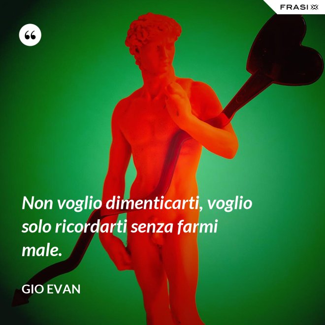 Non voglio dimenticarti, voglio solo ricordarti senza farmi male. - Gio Evan