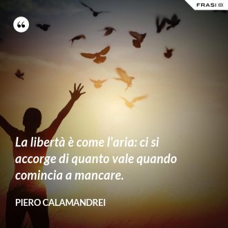 La libertà è come l'aria: ci si accorge di quanto vale quando comincia a mancare. - Piero Calamandrei