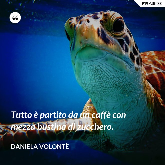 Tutto è partito da un caffè con mezza bustina di zucchero. - Daniela Volontè