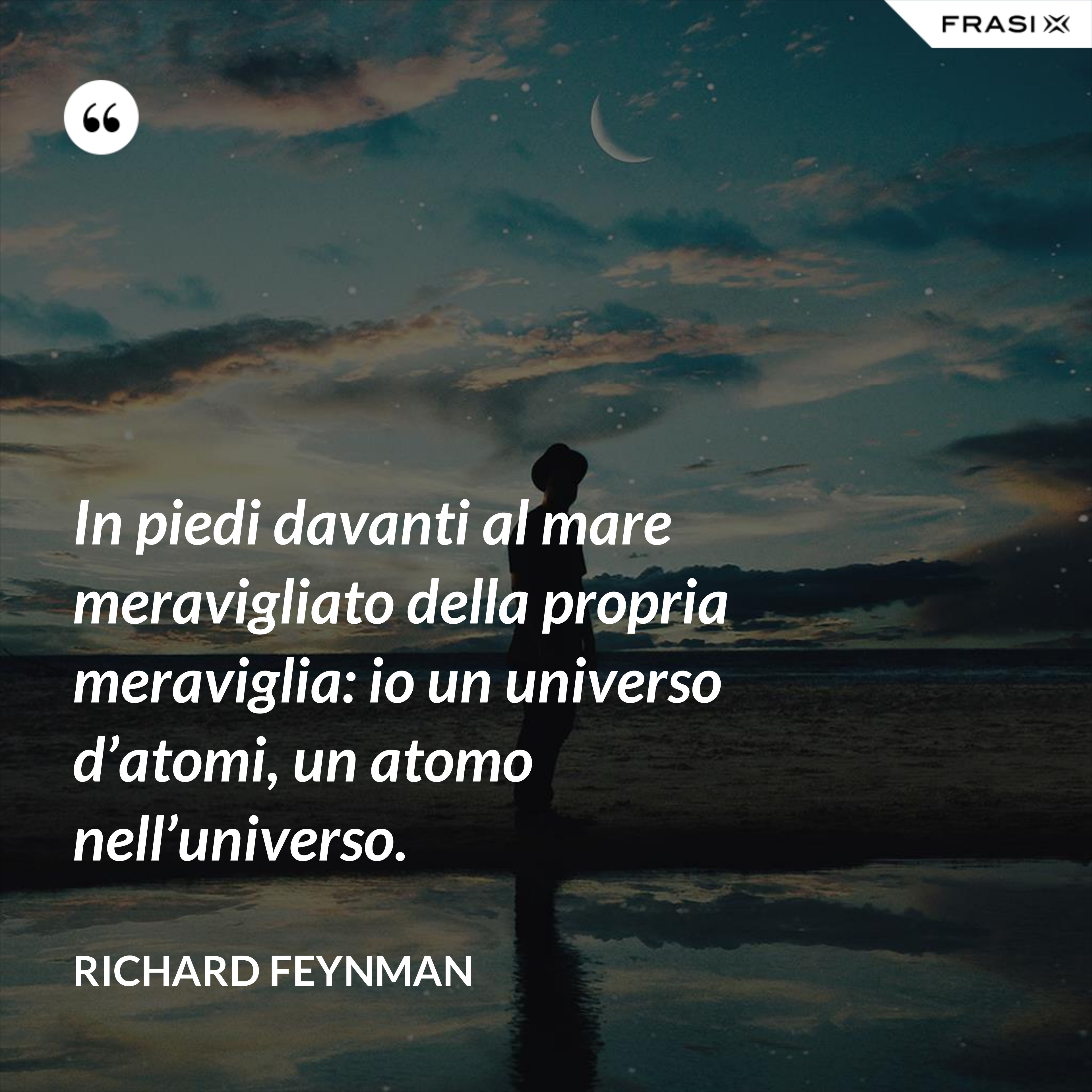 In piedi davanti al mare meravigliato della propria meraviglia: io un universo d’atomi, un atomo nell’universo. - Richard Feynman