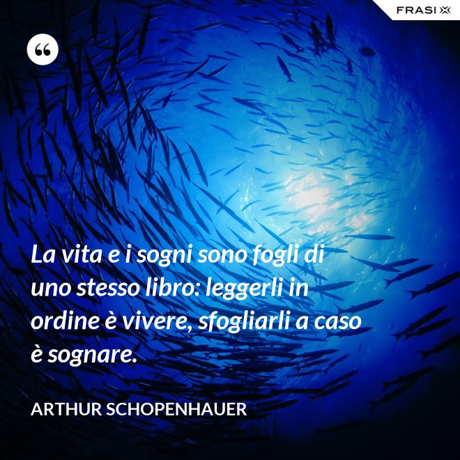 La vita e i sogni sono fogli di uno stesso libro: leggerli in ordine è vivere, sfogliarli a caso è sognare. - Arthur Schopenhauer