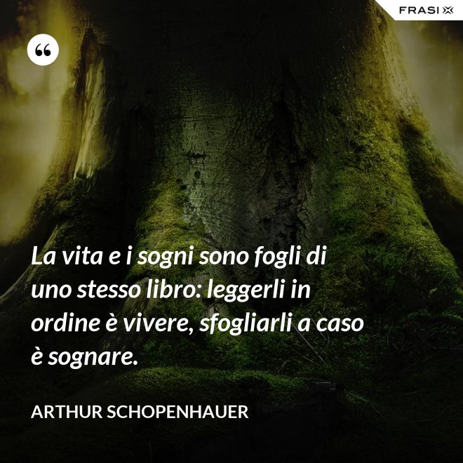 La vita e i sogni sono fogli di uno stesso libro: leggerli in ordine è vivere, sfogliarli a caso è sognare. - Arthur Schopenhauer