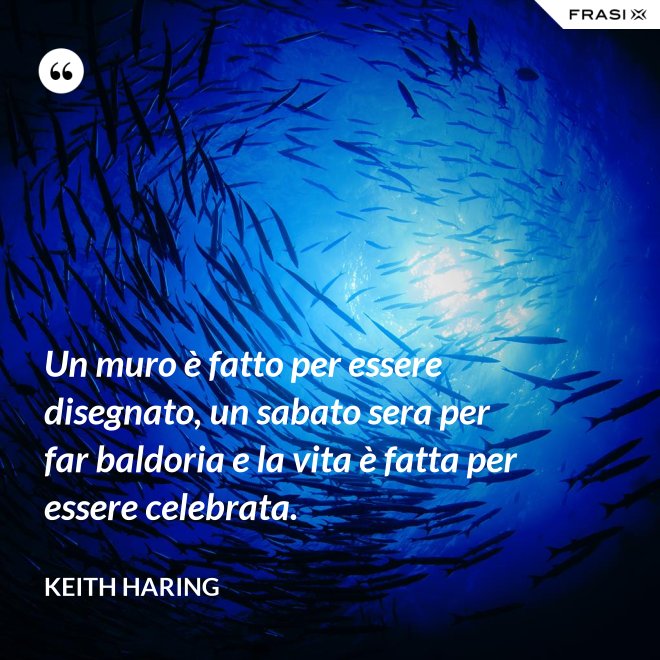 Un muro è fatto per essere disegnato, un sabato sera per far baldoria e la vita è fatta per essere celebrata. - Keith Haring