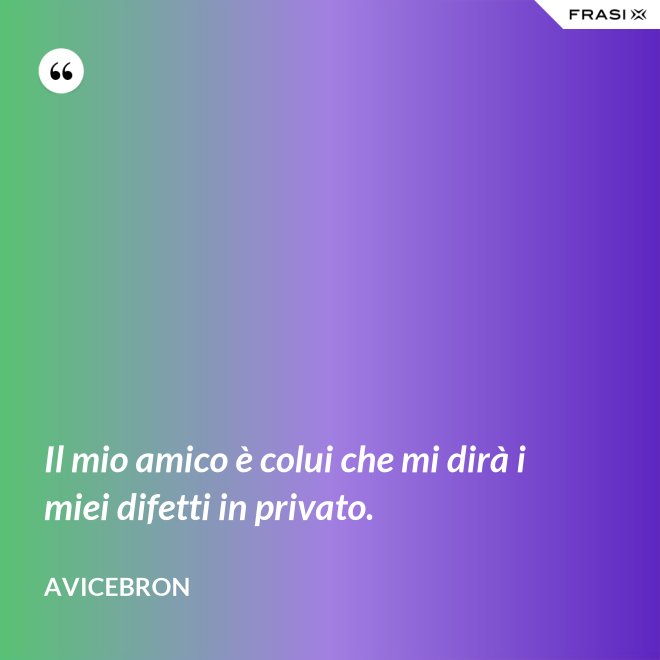 Il mio amico è colui che mi dirà i miei difetti in privato. - Avicebron