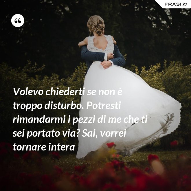 Volevo chiederti se non è troppo disturbo. Potresti rimandarmi i pezzi di me che ti sei portato via? Sai, vorrei tornare intera - Anonimo
