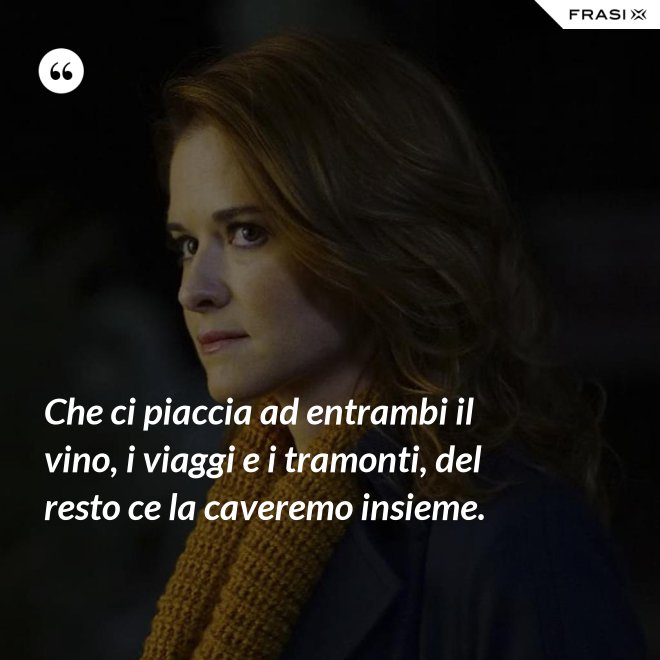 Che ci piaccia ad entrambi il vino, i viaggi e i tramonti, del resto ce la caveremo insieme. - Anonimo