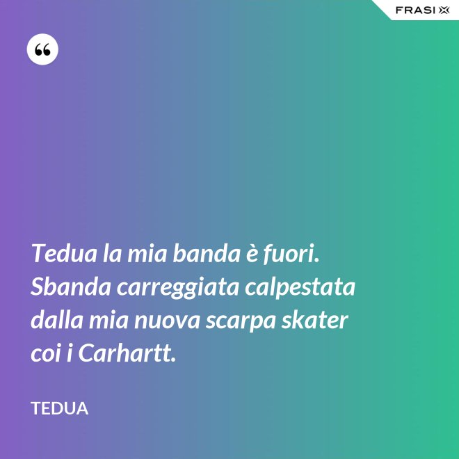 Tedua la mia banda è fuori. Sbanda carreggiata calpestata dalla mia nuova scarpa skater coi i Carhartt. - Tedua
