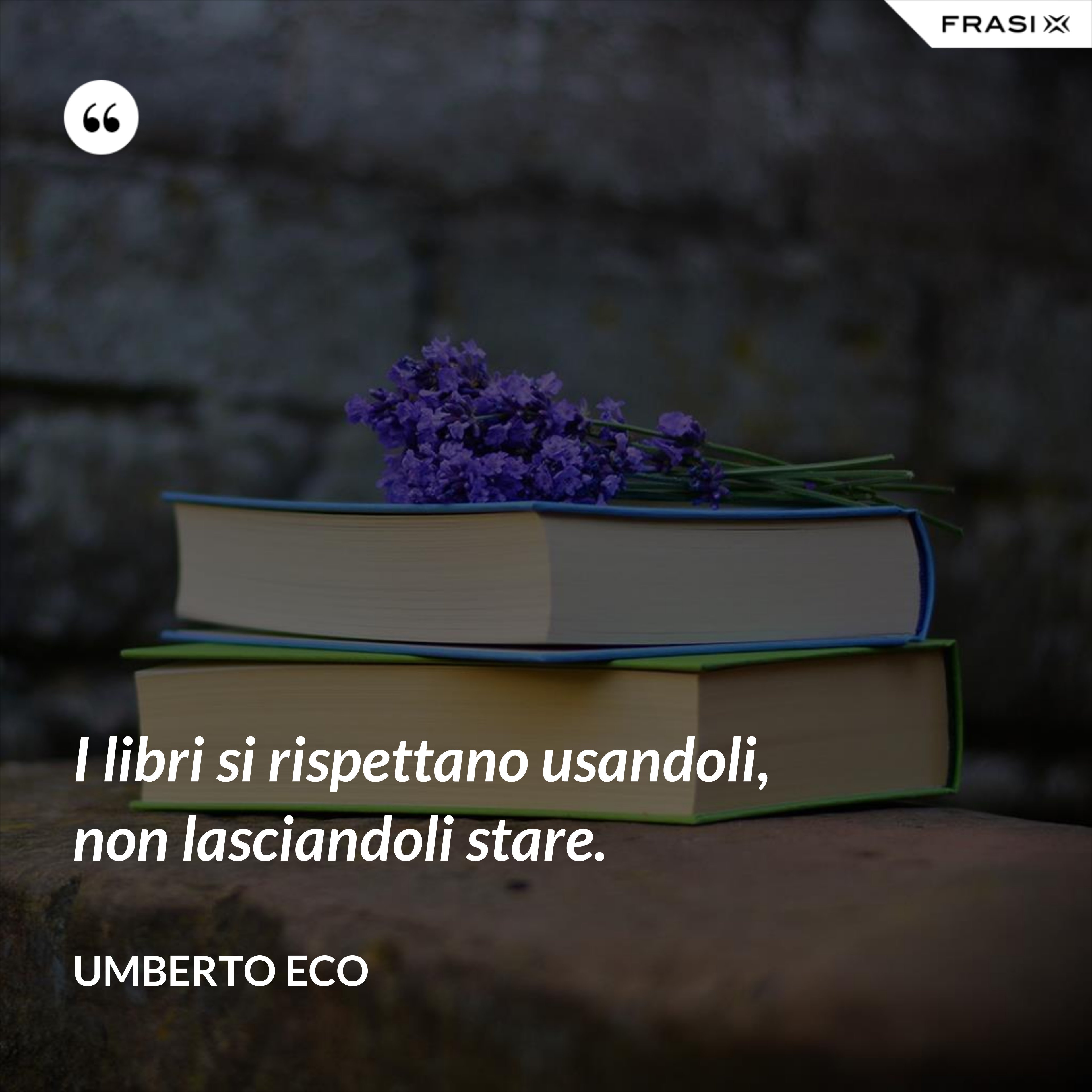 I libri si rispettano usandoli, non lasciandoli stare. - Umberto Eco