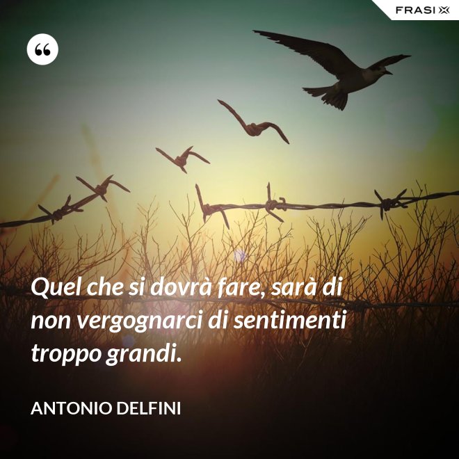 Quel che si dovrà fare, sarà di non vergognarci di sentimenti troppo grandi. - Antonio Delfini