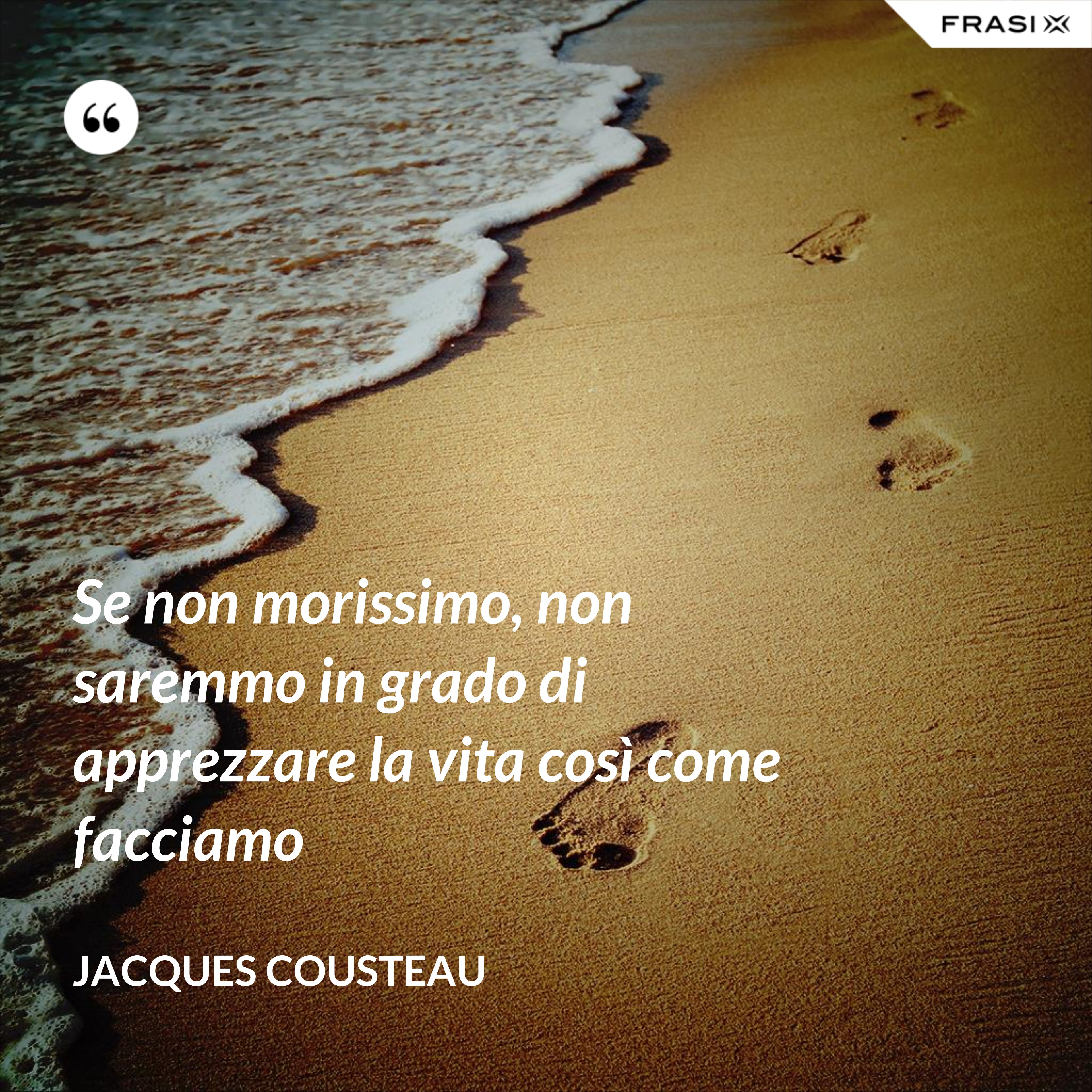 Se non morissimo, non saremmo in grado di apprezzare la vita così come facciamo - Jacques Cousteau
