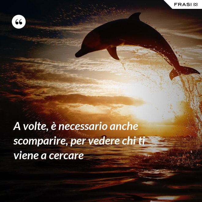 A volte, è necessario anche scomparire, per vedere chi ti viene a cercare - Anonimo