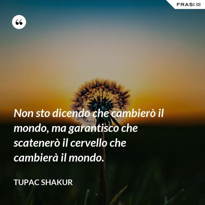 Non sto dicendo che cambierò il mondo, ma garantisco che scatenerò il cervello che cambierà il mondo. - Tupac Shakur