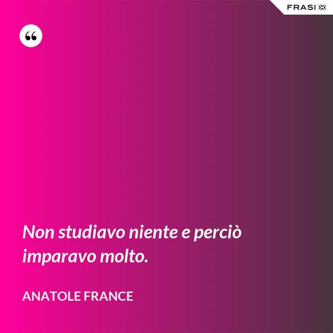 Non studiavo niente e perciò imparavo molto. - Anatole France
