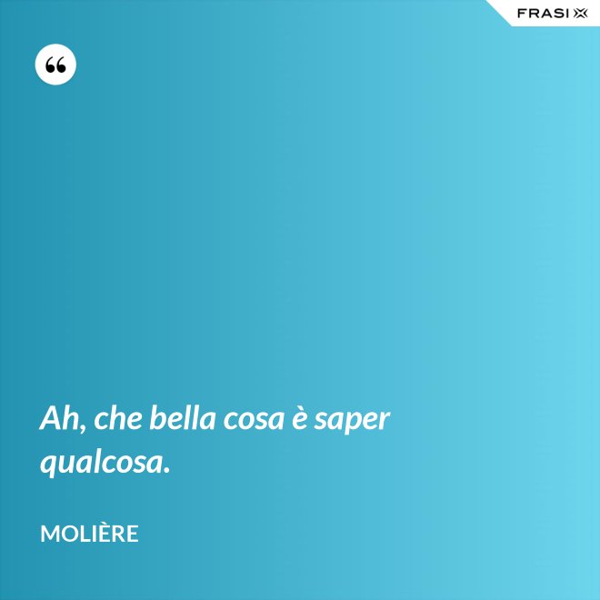 Ah, che bella cosa è saper qualcosa. - Molière