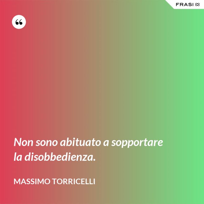 Non sono abituato a sopportare la disobbedienza. - Massimo Torricelli