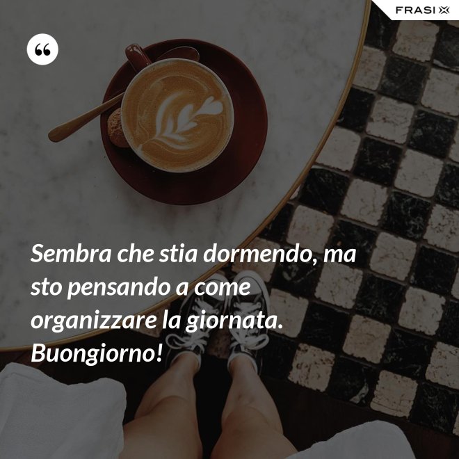Sembra che stia dormendo, ma sto pensando a come organizzare la giornata. Buongiorno! - Anonimo