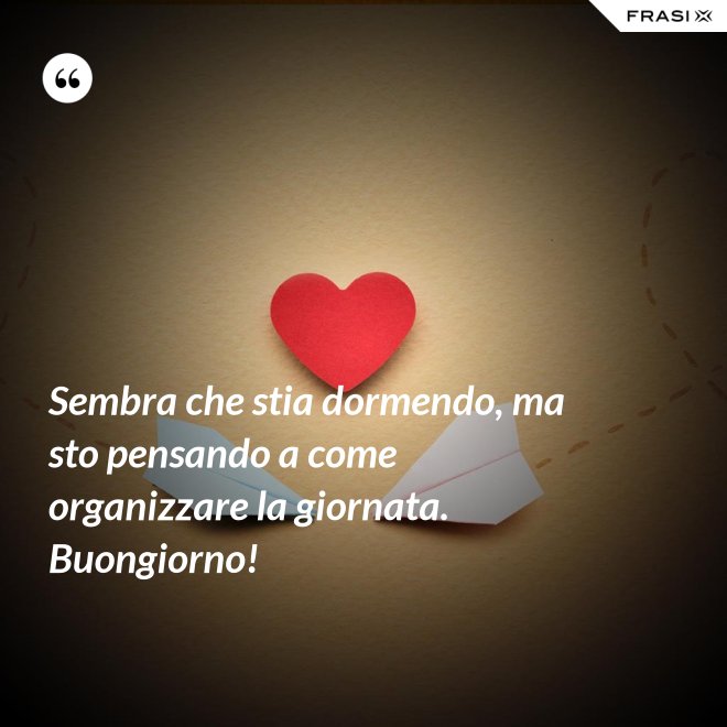 Sembra che stia dormendo, ma sto pensando a come organizzare la giornata. Buongiorno! - Anonimo