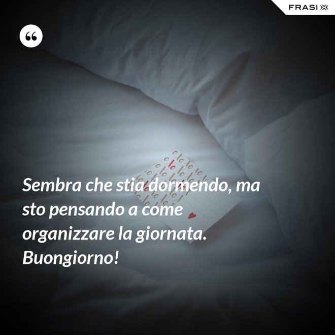 Sembra che stia dormendo, ma sto pensando a come organizzare la giornata. Buongiorno! - Anonimo
