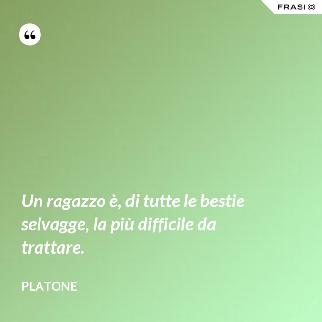 Un ragazzo è, di tutte le bestie selvagge, la più difficile da trattare. - Platone