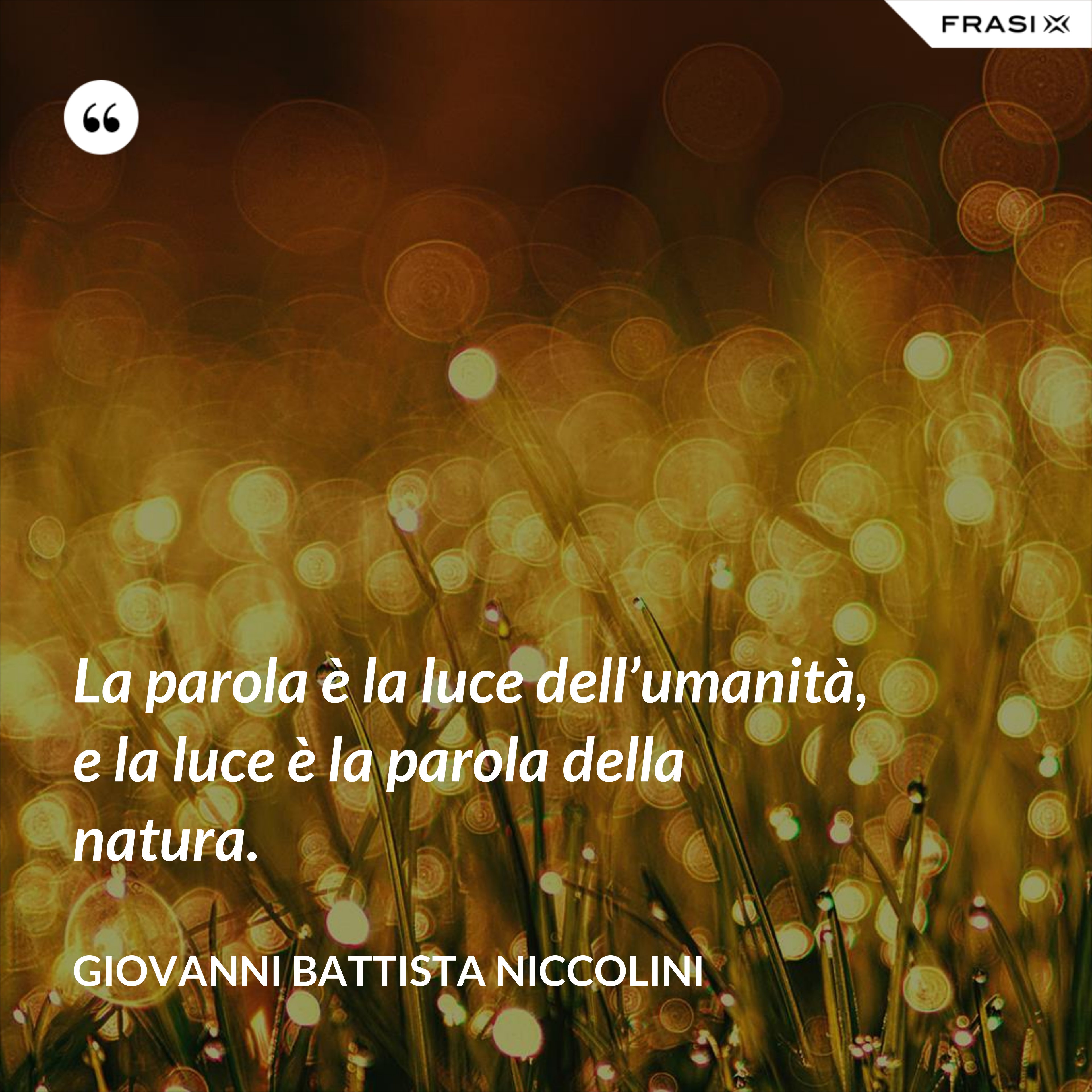 La parola è la luce dell’umanità, e la luce è la parola della natura. - Giovanni Battista Niccolini
