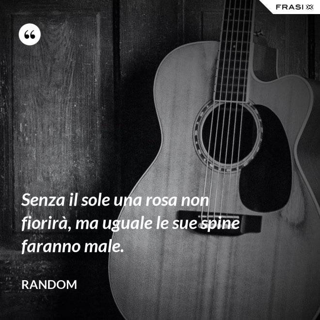 Senza il sole una rosa non fiorirà, ma uguale le sue spine faranno male. - Random