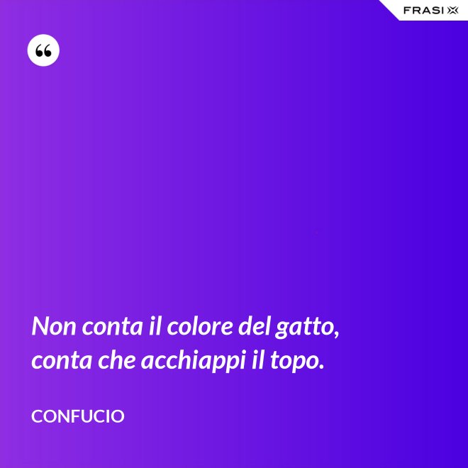 Non conta il colore del gatto, conta che acchiappi il topo. - Confucio