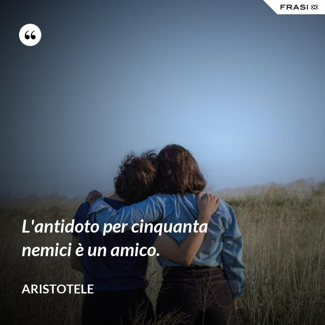 L'antidoto per cinquanta nemici è un amico. - Aristotele