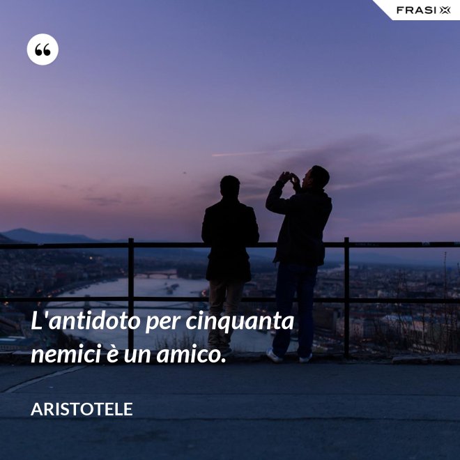 L'antidoto per cinquanta nemici è un amico. - Aristotele