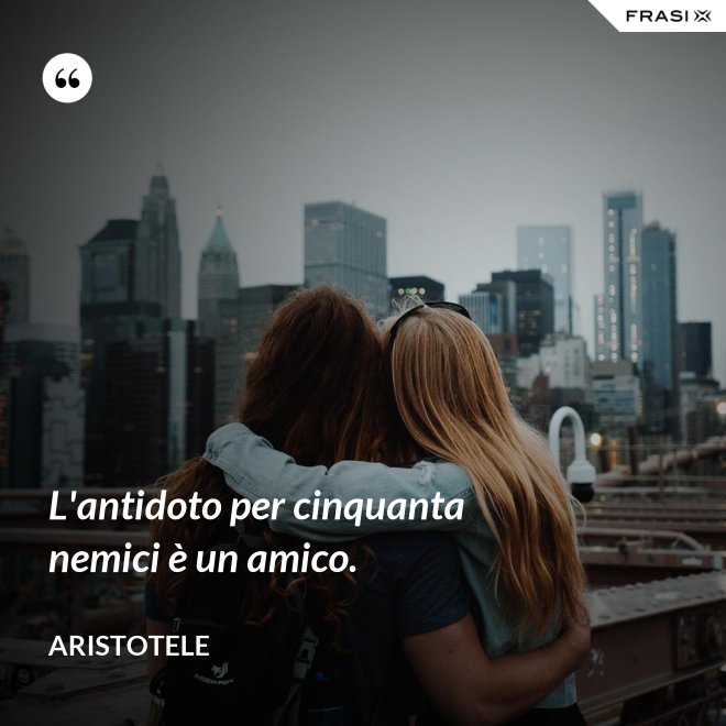 L'antidoto per cinquanta nemici è un amico. - Aristotele