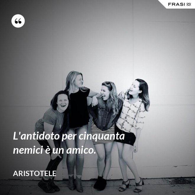 L'antidoto per cinquanta nemici è un amico. - Aristotele