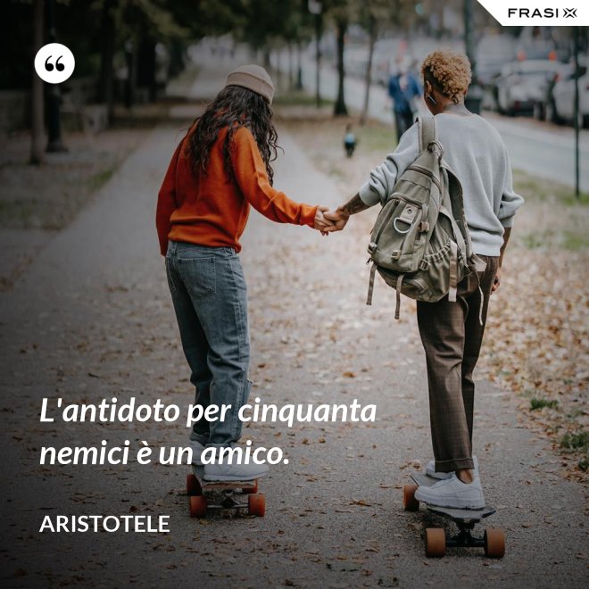 L'antidoto per cinquanta nemici è un amico. - Aristotele