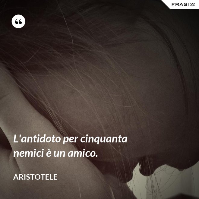 L'antidoto per cinquanta nemici è un amico. - Aristotele