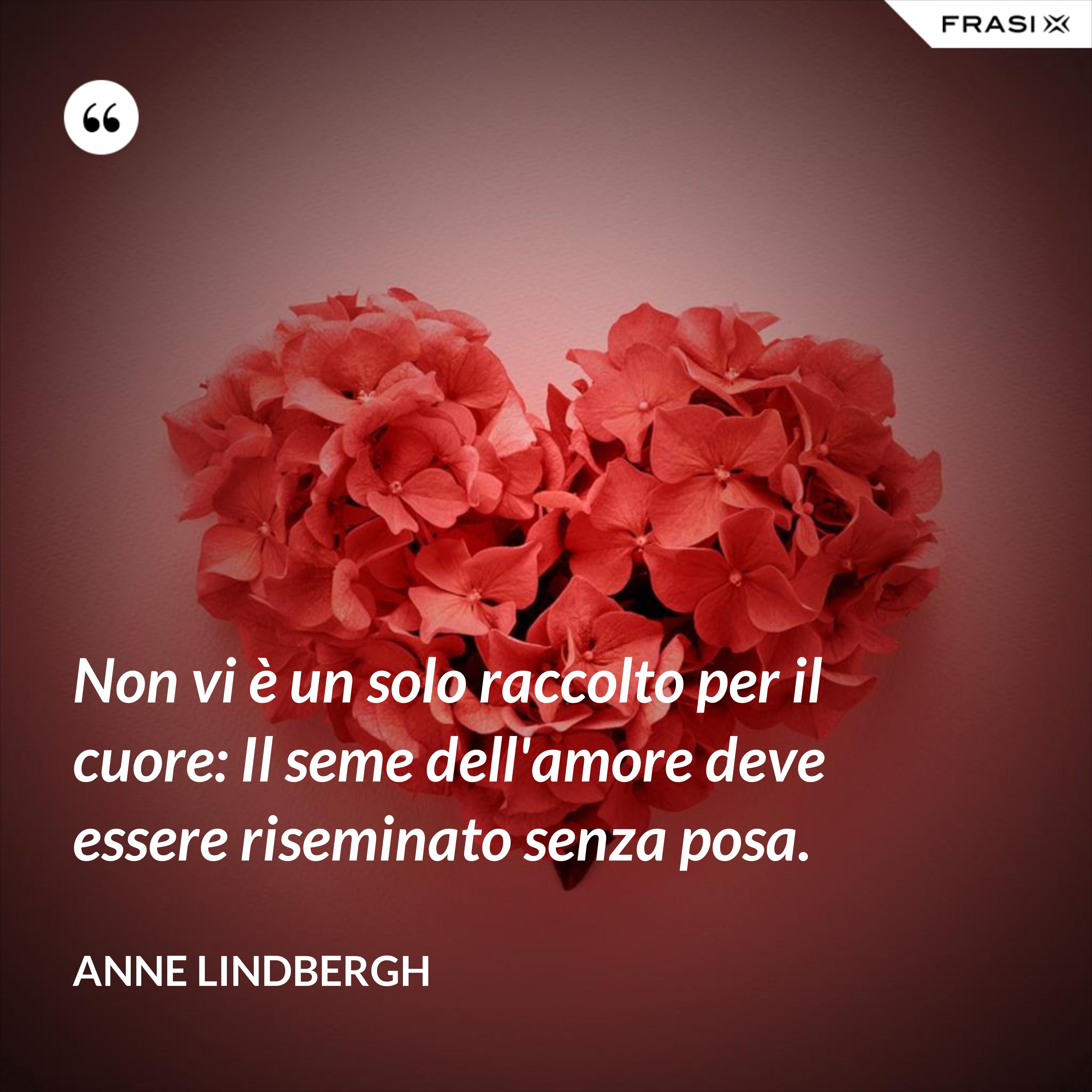 Non vi è un solo raccolto per il cuore: Il seme dell'amore deve essere riseminato senza posa. - Anne Lindbergh