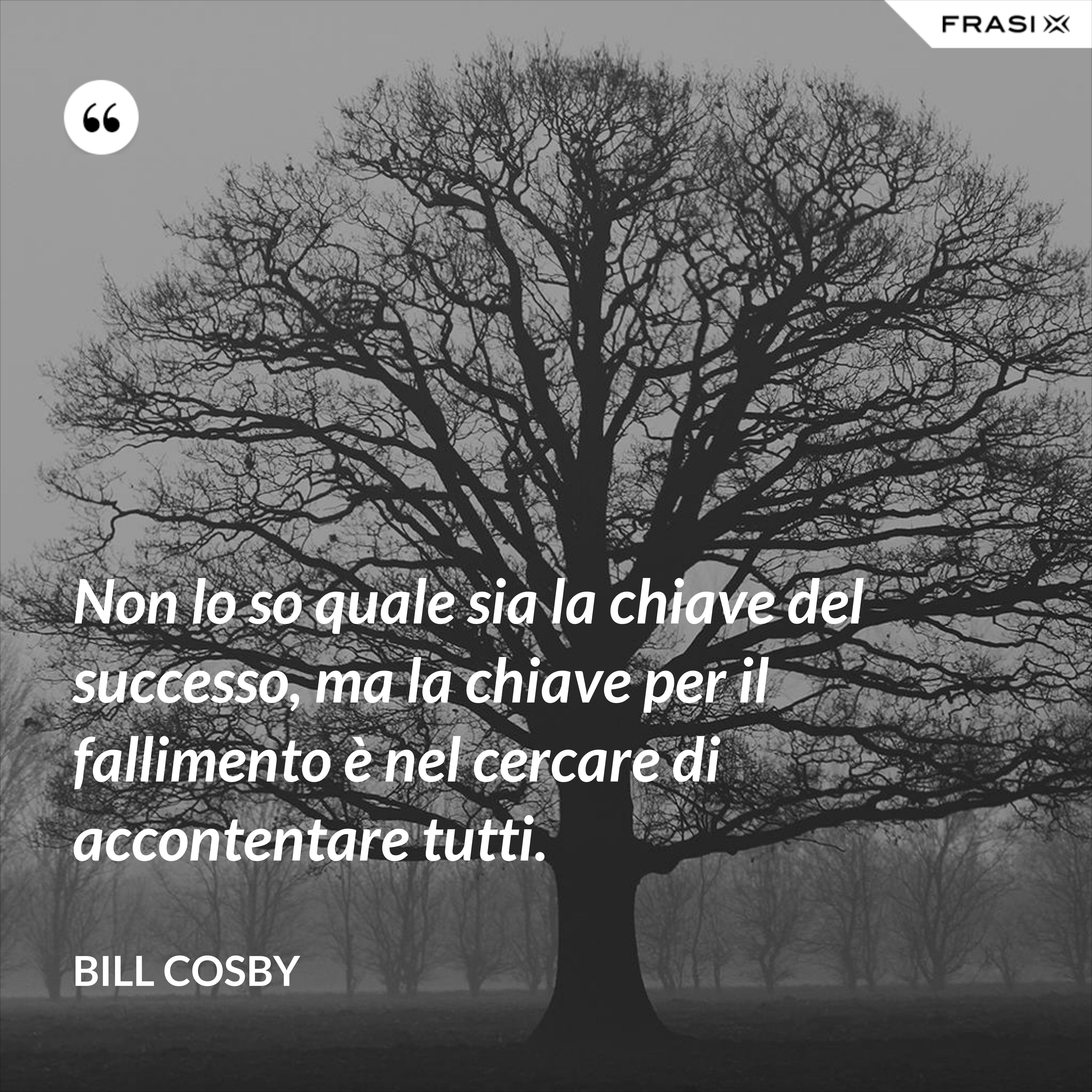Non lo so quale sia la chiave del successo, ma la chiave per il fallimento è nel cercare di accontentare tutti. - Bill Cosby