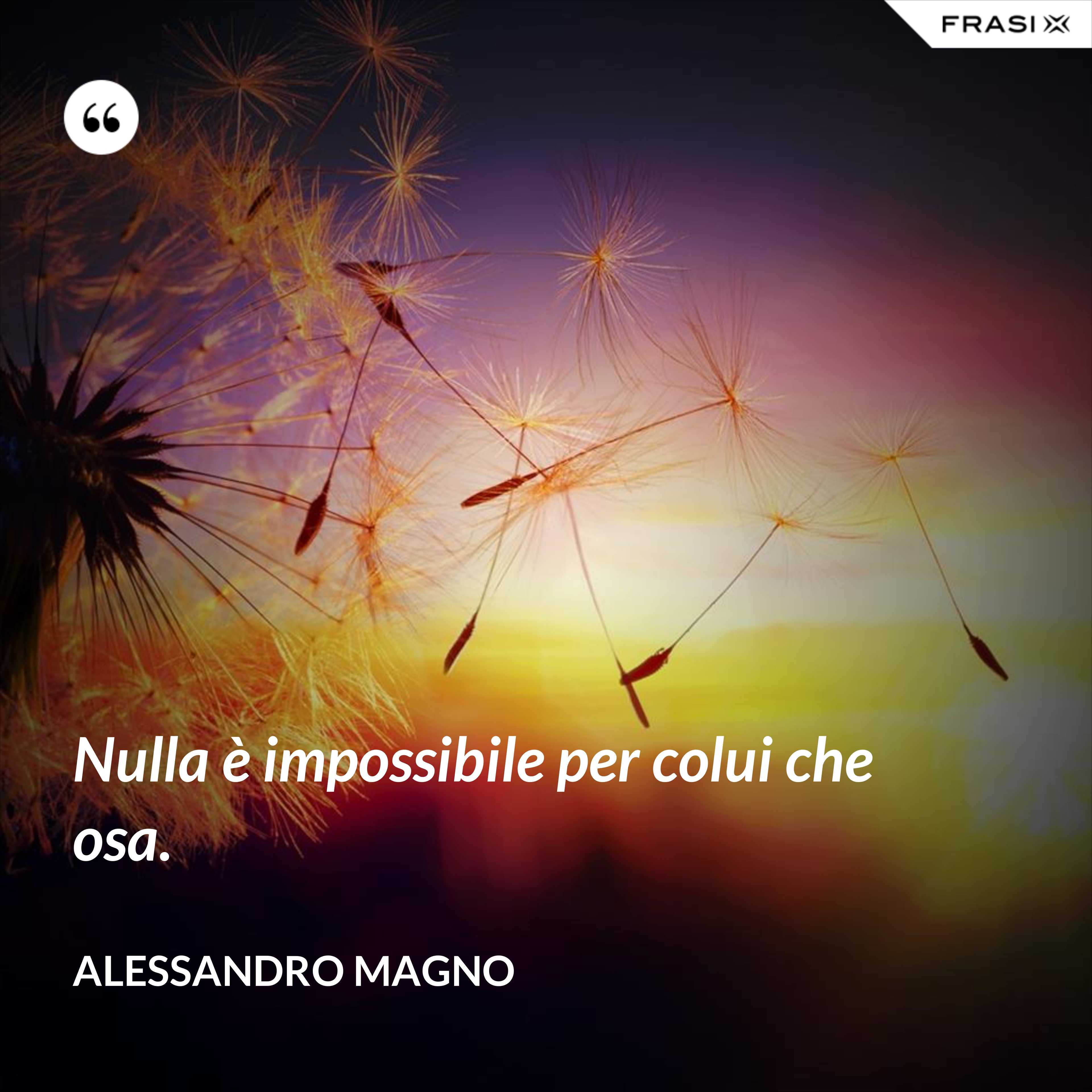 Nulla è impossibile per colui che osa. - Alessandro Magno