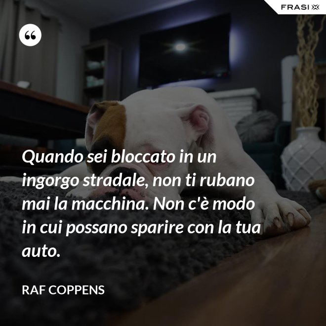 Quando sei bloccato in un ingorgo stradale, non ti rubano mai la macchina. Non c'è modo in cui possano sparire con la tua auto. - Raf Coppens